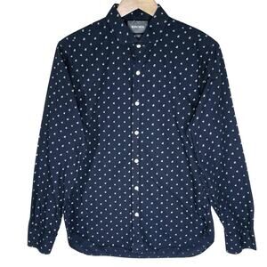 BONOBOS Men’s Long Sleeve Navy Blue Mini Floral Print Slim Fit Shirt